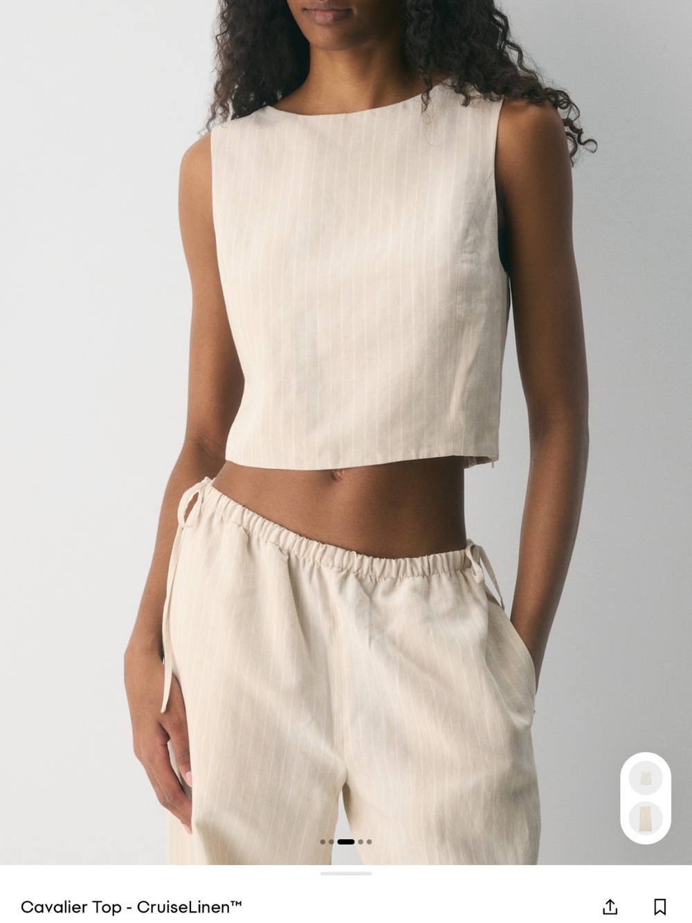 Aritzia Neutral/Cream Sleeveless Linen-Blend Top
